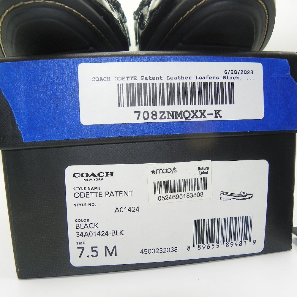 COACH BLACK PATENT LOAFERS SZ 7.5 LIKE NEW - Picture 2 of 6